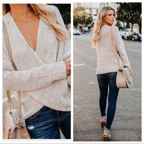 McKENNA- Oatmeal Overlap Sweater - Picture 5 of 7